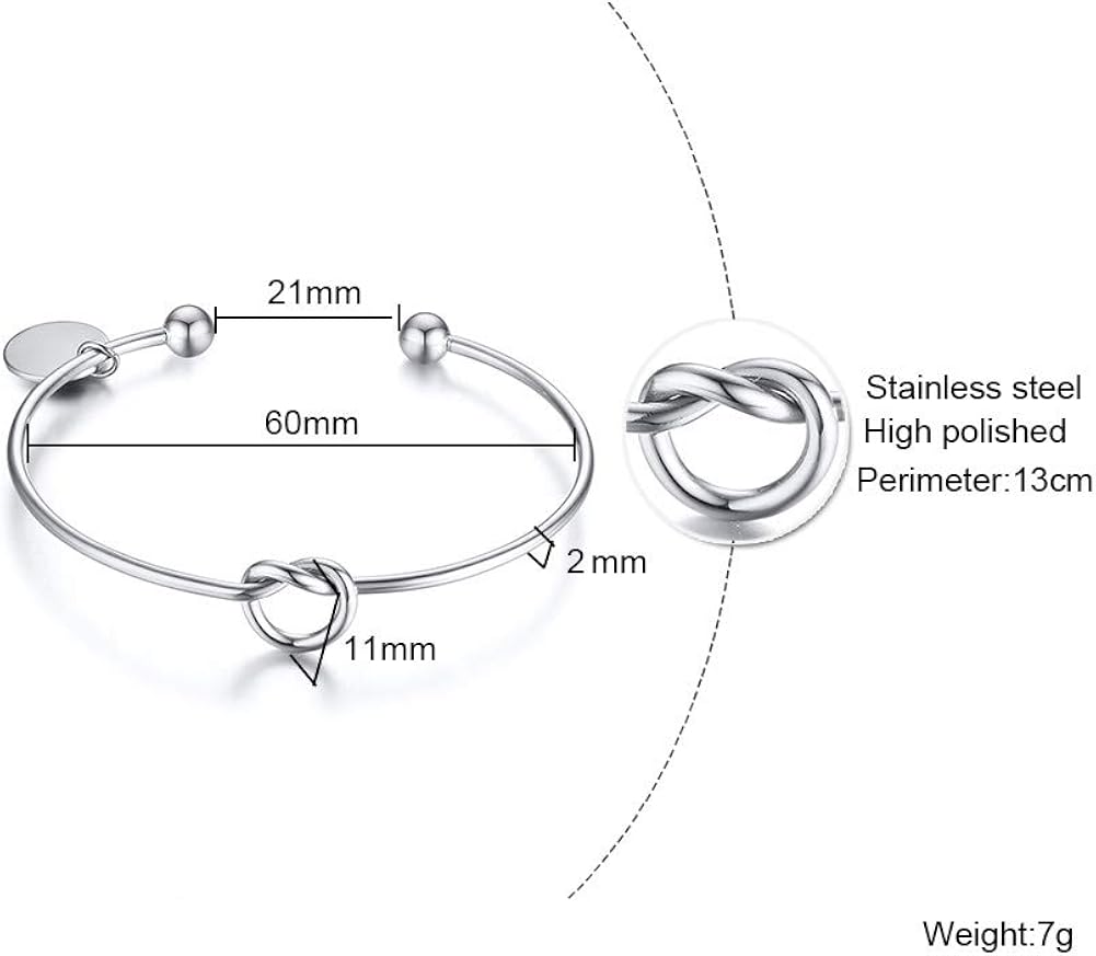 XUANPAI Set of 2 Party Friendship Bridesmaid Wedding Gift Jewelry Love Knot Bangle Bracelet Cuff Stretch Bracelet for Bridesmaid Proposal - Image 3