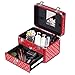 SONGMICS 24 compartments Nail polish storage makeup train case and 1 Drawer Professional Organizer Beauty Vanity Makeup Case with Mirror Portable Cosmetic Holder Red UMUC18R