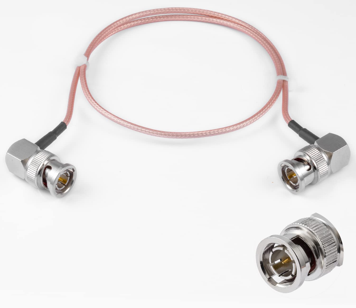 Vecys BNC Male Right Angle to BNC Male Right Angle Cable 75ohm HD-SDI RG179 RF Coaxial Pigtail Jumper Cable 20"/50cm for VCR Camera Marine CB Radio CCTV Monitor