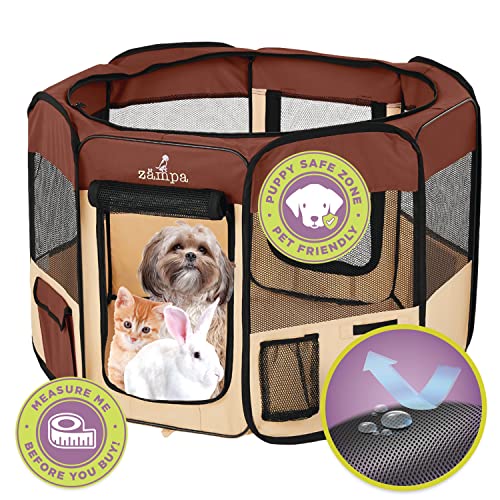 Zampa Puppy Playpen Small 36"x36"x24" Portable Pop Up Playpen for Dog