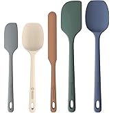 ChefAide 5 Pieces Silicone Spatula Set, Food Grade Rubber Spatula, Upgrade Strong Handle with Ergonomic Grip, Heat Resistant 