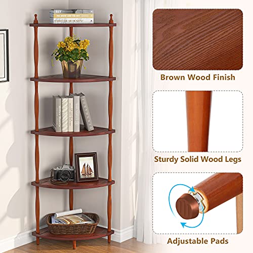 Tribesigns Corner Shelf, 5 Tier Corner Bookshelves Freestanding Small