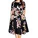Samtree Women's Plus Size Floral 3/4 Sleeve Backless Cocktail Party Swing Dress(Tag size 5XL(US 18 W),Black Floral)
