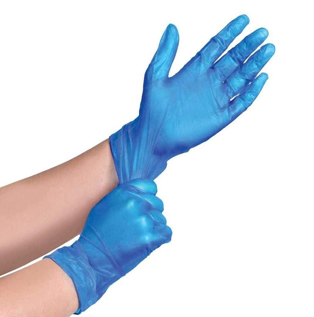 ACCURATE pack of 100 Disposable Vinyl Gloves/Powder Free/Extra Strong/multi-Purpose use Colour - Blue (LARGE)