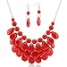 Easykan Women's Alloy Chain Acrylic Chunky Statement Bib Necklace Earrings Set (Rose) 18