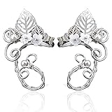 Elf Elven Ear Cuffs, OwMell Leaf Flower Filigree Fairy Elven Cosplay Fantasy Costume Handcraft Ear Wrap Cuff Earrings