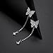 Mints Sterling Silver Butterfly Earring Cubic Zirconia Dangle Earrings Drop Jewelry for Women