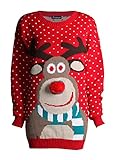 Forever Unisex Rudolph Print Snowflake Knitted Pom Pom Jumper