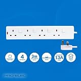 PRO ELEC PELB1611 4-Gang Individually Switched Extension Lead White 3m 13A view 2