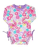 RuffleButts Baby/Toddler Girls UPF 50+ Sun Protection Long Sleeve One Piece Swimsuit with Zipper