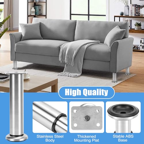Set of 4 Adjustable Stainless Steel Furniture Legs, Table Legs, Bed Legs, Bathroom Furniture Feet for TV Cabinet, Sofa, Chair, Bathroom (18-30 cm)