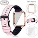 greatgo for Blaze Bands compatible Men&Women, 3 in 1 Replacement Adjustable Leather Wristband TPU Strap with Metal Case Rose Gold Frame Screen Protector Cover Accessory Set (Pink)