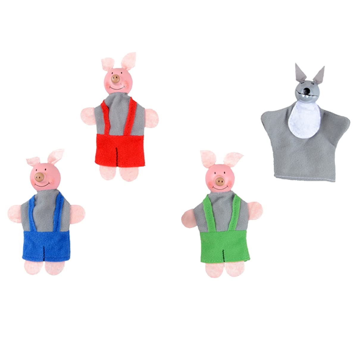 Cartoon Pig and Wolf Finger Puppets Set - 4Pcs Animal Hand Puppets for Kids Storytelling and Role Play