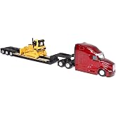Diecast Masters 1:87 Red Peterbilt 579 UL Semi-Truck, Lowboy, D5M Dozer