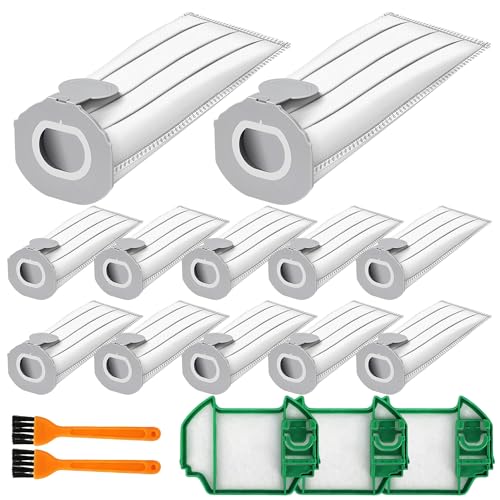 Kit 12 Sacchetti in Microfibra compatibile per Folletto Compatibili Vk7s Vk7 + 3 Filtri Hepa+2 spazzole,Sacchetti Folletto Compatibili VK7S,per Kobold VK7 Filtro Sacchi Accessori
