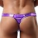 iiniim Mens Fashion Shiny Patent Leather Thong Underwear Purple L