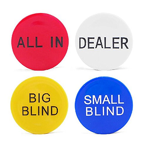 SmartDealsPro 4pcs Small Blind, Big Blind, Dealer and All in Poker Buttons