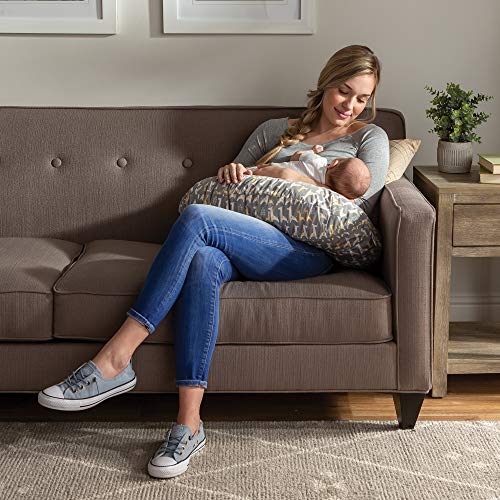 Boppy Original Nursing Pillow Cover, Gray Giraffe, Cotton Blend Fabric