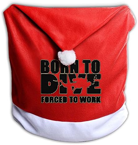 Born To Dive Forced To Work Funny Christmas Santa Clause Red Hat Chair Cover Kitchen Seat Back Cover