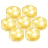 AGPtek 10PCS Warm White Submersible Round LED Candle High Brightness Tea Vase Battery Light Outdoor Garden Pond Pool Bath Disco Bar Spa Tub Decoration Wedding Xmas Floral Decoration Candles