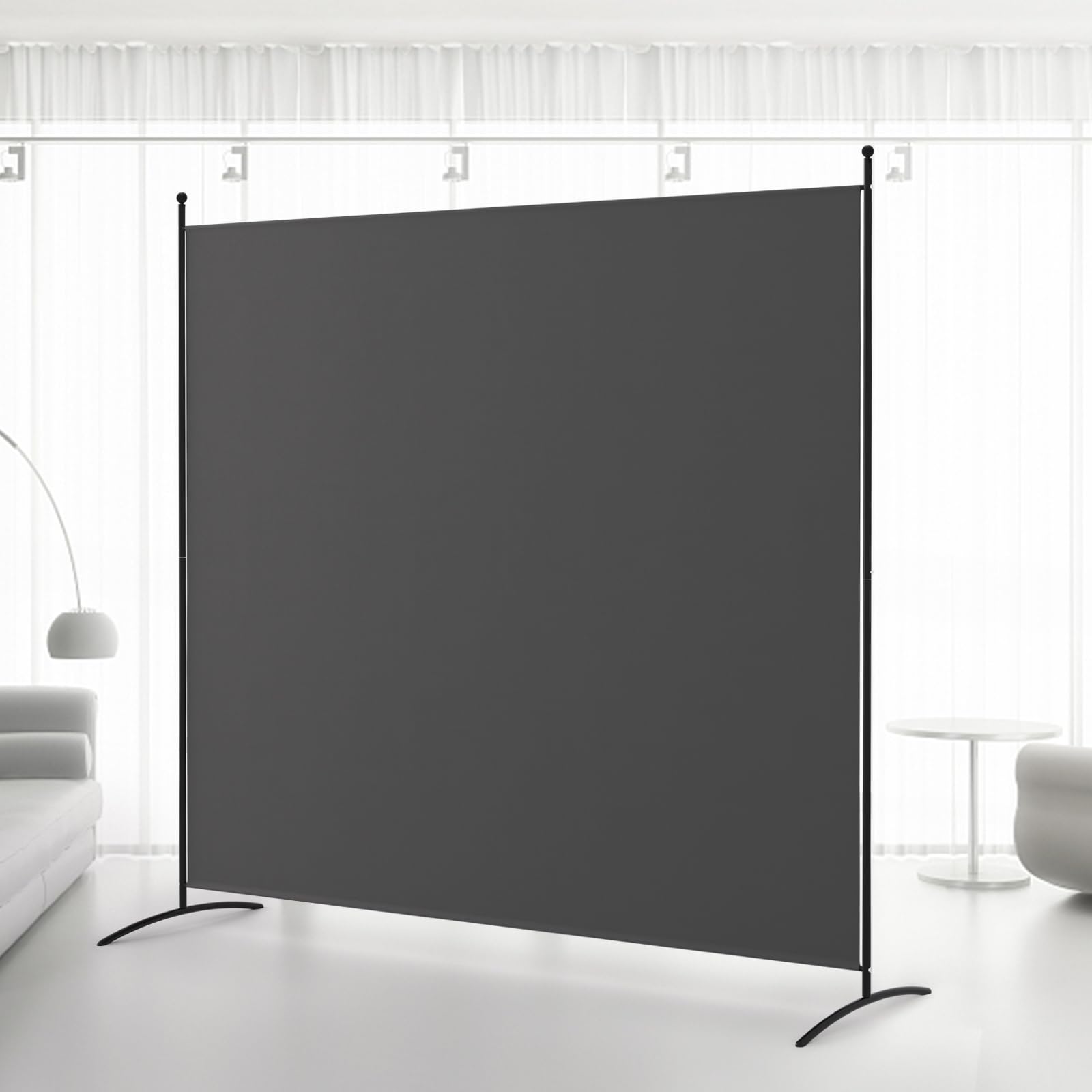 Kokorona 1 Panel Room Divider, 6FT Tall Folding Privacy Screen Wall Dividers, Portable Single Panel Temporary Privacy Wall Freestanding Room Divider for Room Separation, Grey, W 180 x H 180 cm
