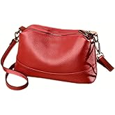 Genuine Leather Purses for Women Crossbody Bags Small Shoulder Clutch Phone Cross Body Phone Purses Handbags Trendy, red