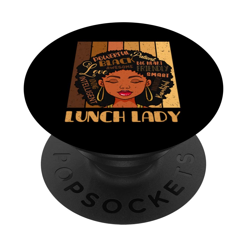Lunch Lady Afro African American Black Woman Retro Vintage PopSockets Swappable PopGrip