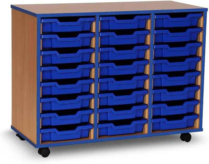 Office Needs Direct Monarch Mobile School Storage Unit 24 Trays Beech
