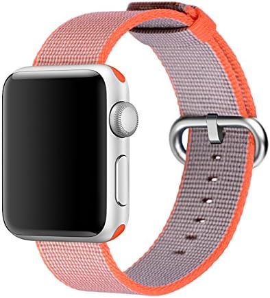 FACTEK for Apple Watch Band,Woven Nylon Strap Buckle Sports Watch Bands 38mm Orange grey