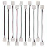 MOKUNGIT 10/100pcs 3Pin 10mm Wide with 15cm Long Cable LED Strip Solderless DIY Connector Adapter Conductor for WS2811 WS2812B SK6812 LED Flexible Strip Light (10pcs Dual End)