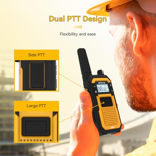 Retevis RB648 Radios, Robust Walkie Talkie, Waterproof, Dustproof, Drop-Proof, 2000 mAh Handheld Radio with 6-Way Charger, PMR446 Professional Walkie Talkie for Construction Site, for Industry (Pack of 6)