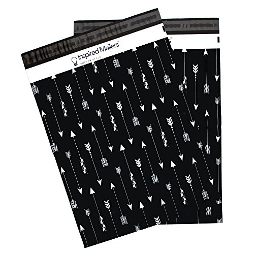 Poly Mailers Tribal Pattern Arrows Print - Choose from 6x9, 10x13 or 14.5x19 Sizes - Purple or Black - (Black, 14.5x19)