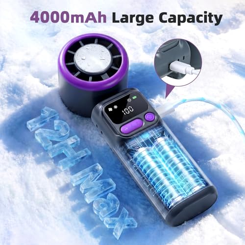 Acemall Ventilador Portátil, 3 in 1 Turbo Ventilador de Mano con Refrigeración, 199 Niveles, luz LED, Pantalla LED, Hasta 11 Horas, para Viajes, Maquillaje de Oficina y al AireLibre