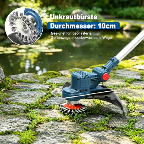 Akku Rasentrimmer für Makita Rasentrimmer Akkus mit 5 Klingentypen Bürstenlose Rasentrimmer mit Unkrautbürste mit Tap&go (ohne Akku) (Blue) | Without battery and brushless grass trimmer