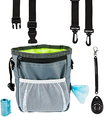 Dog Treat Training Pouch Bag Easily Storage Pet Toys, Treats and Kibble Holder Portable Puppy Walking Bag with Belt Clip and Shoulder Strap, Best for Outdoor Doggy Training