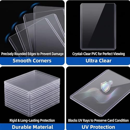 200 Card Sleeves Toploads for Cards, 3" x 4" Double-Sided Film Clear PVC Hard Card Sleeves, Anti-Scratch Card Holders for TCG/Sports/Baseball/Football Cards (100 Hard Sleeve + 100 Soft Sleeve)