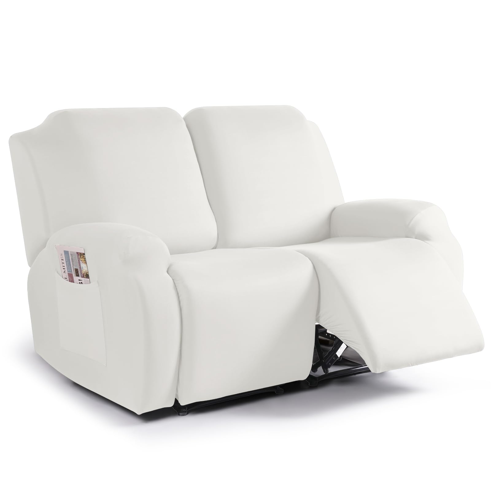 Photo 1 of TAOCOCO Recliner Loveseat Slipcover, 2 Pieces Polyester Fabric Stretch Sofa Covers for 2 Seat Reclining Couch, Soft Washable Furniture Protector with Pockets (2 Seat, Milk White)