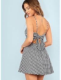 Floerns - Vestido para mujer con lazo en la parte delantera, vestido para patinar