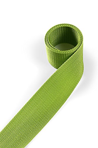 1buy3 Webbing made of polypropylene 50 mm wide, 4 metres long, Colour: 18 - Yellowy green | also 20mm, 25mm, 30mm or 40mm wide | in 4 metres or 12 metres | 30 colours