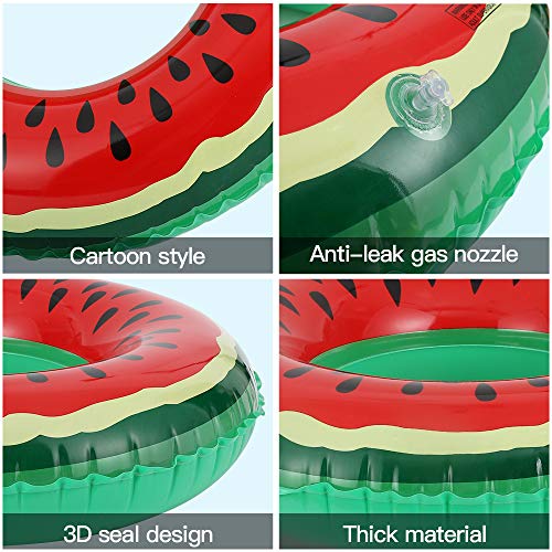 image for Lucky Doug 3PCS Swim Ring with 1 Beach Ball, Kids Inflatable Fruit Swi