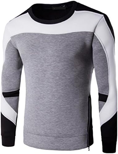 XiaoShop Mens SColor Splice ide Zipper Long Sleeve Pullover Sweatshirts Gray XLarge