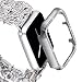 VIQIV Bling Protective Face Bumper Case Cover for Compatible with Apple Watch 38mm 42mm 40mm 44mm, Crystal Diamond Plate Frame Compatible with Apple iWatch Series 4 3 2 1 Silver