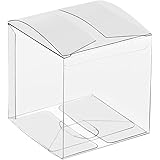 25/50/100 Packs Clear Gift Boxes, Clear PVC Plastic Boxes Transparent Packing Box Favor Square Boxes for Thanksgiving, Christ