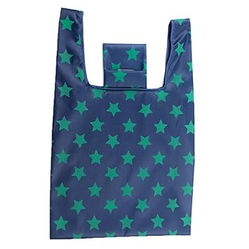 Leoie Shopping Tote?Fashion Large Printing Foldable Shopping Bag Tote Folding Pouch Handbag Storage Bag Dark Blue Stars