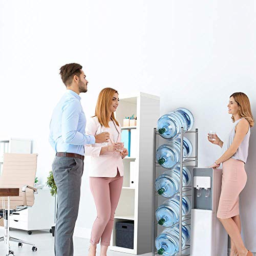 5-Tier Water Bottle Holder Cooler Jug Rack, 5 Gallon Water Bottle Storage Rack Detachable Heavy Duty Chrome Water Bottle Cabby Rack Caddy Carrier with Holder(Ship from US)
