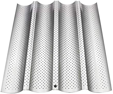 JUNERAIN Non-Stick Perforated French Bread Pan Wave Baguette Mold Baking Tools (L