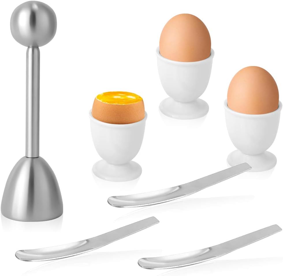 LANMU Egg Topper Set, Egg Cutter Cracker for Hard & Soft