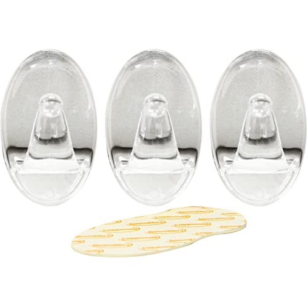 Rolson 61318 3Pc Transparent Removable Adhesive Hook, Black