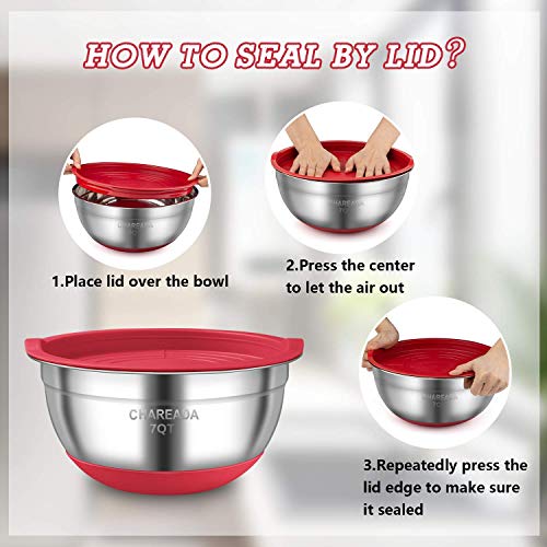 Mixing Bowls with Airtight Lids, 18pcs Stainless Steel Nesting Colorful