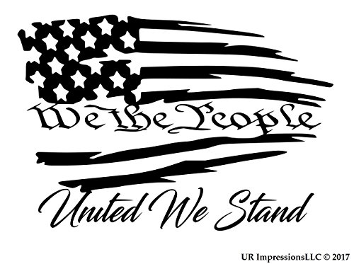 UR Impressions MBlk We The People United We Stand - Tattered American Flag Decal Vinyl Sticker Graphics Car Truck SUV Van Wall Window Laptop|Matte Black|7.5 X 5.1 Inch|URI490-MB - Thumbnail 4